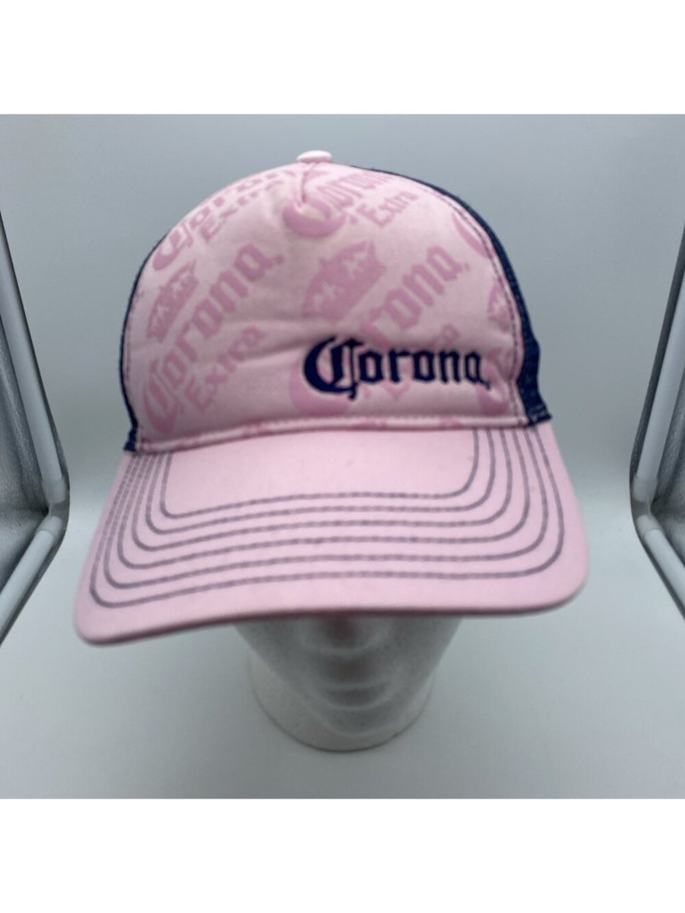 Corona Pink Blue Trucker Hat Snapback Adjustable Mesh Baseball Cap